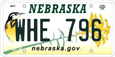 NE license plate WHE796