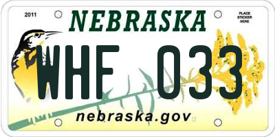 NE license plate WHF033