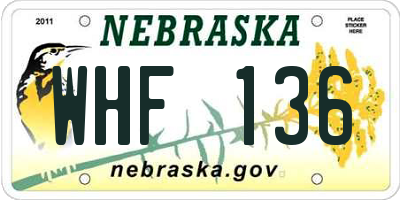NE license plate WHF136
