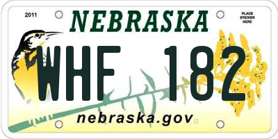 NE license plate WHF182
