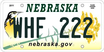 NE license plate WHF222
