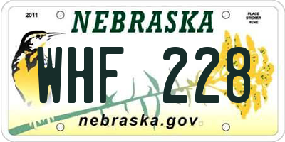 NE license plate WHF228