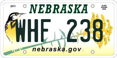 NE license plate WHF238