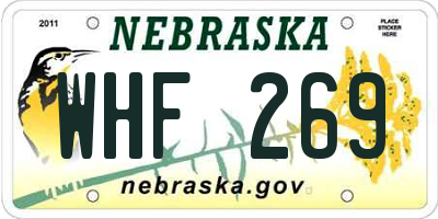 NE license plate WHF269