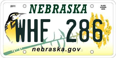 NE license plate WHF286