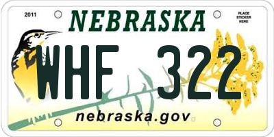 NE license plate WHF322