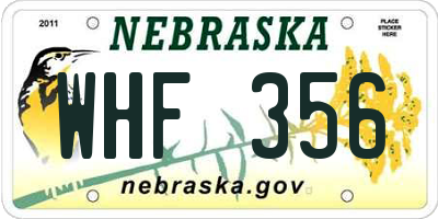 NE license plate WHF356