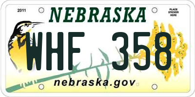 NE license plate WHF358