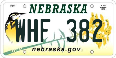 NE license plate WHF382