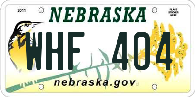 NE license plate WHF404