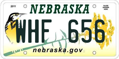 NE license plate WHF656