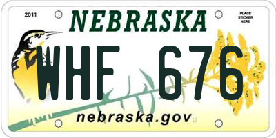 NE license plate WHF676