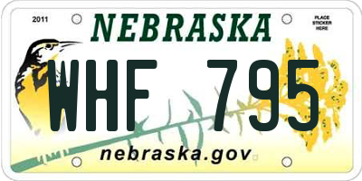 NE license plate WHF795