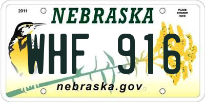 NE license plate WHF916
