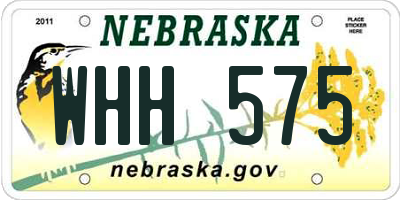 NE license plate WHH575