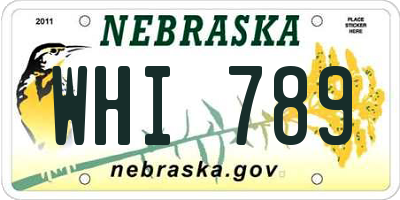 NE license plate WHI789