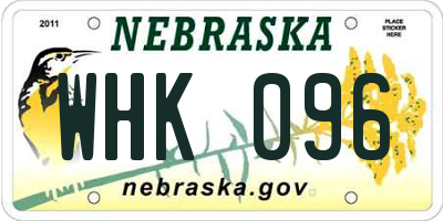 NE license plate WHK096