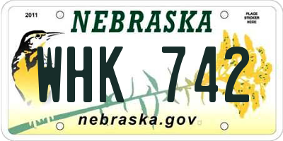 NE license plate WHK742