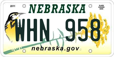 NE license plate WHN958
