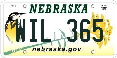 NE license plate WIL365