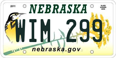 NE license plate WIM299