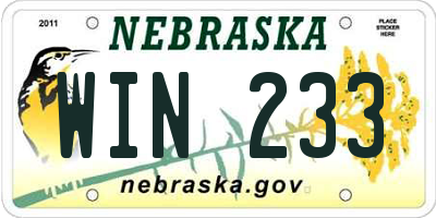 NE license plate WIN233