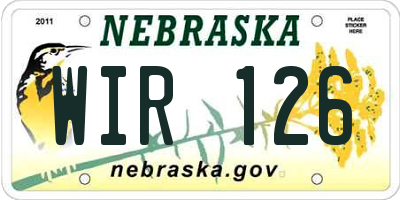 NE license plate WIR126