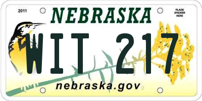 NE license plate WIT217
