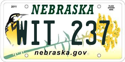 NE license plate WIT237