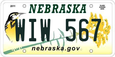 NE license plate WIW567