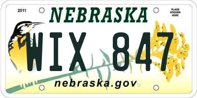 NE license plate WIX847