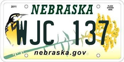 NE license plate WJC137