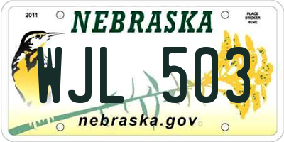 NE license plate WJL503