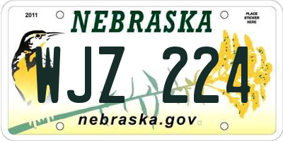 NE license plate WJZ224