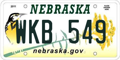 NE license plate WKB549