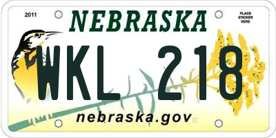 NE license plate WKL218
