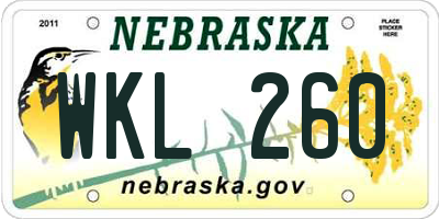 NE license plate WKL260