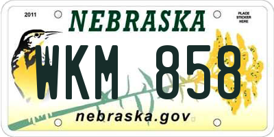 NE license plate WKM858