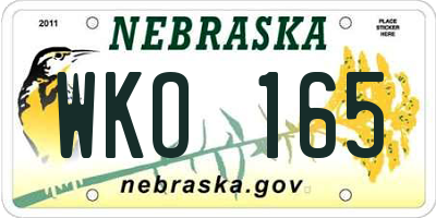 NE license plate WKO165