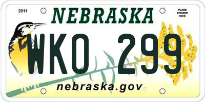 NE license plate WKO299