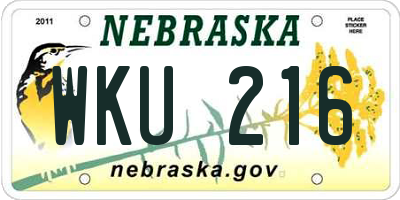 NE license plate WKU216
