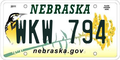 NE license plate WKW794