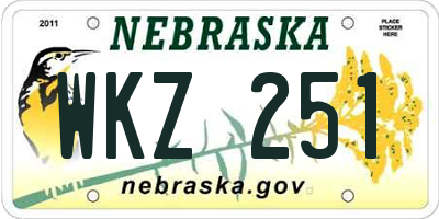 NE license plate WKZ251
