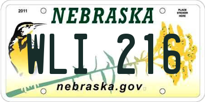 NE license plate WLI216