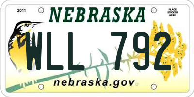 NE license plate WLL792