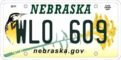 NE license plate WLO609