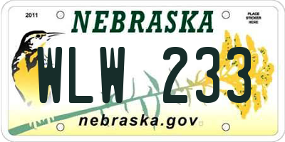 NE license plate WLW233