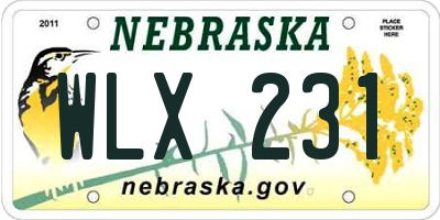 NE license plate WLX231