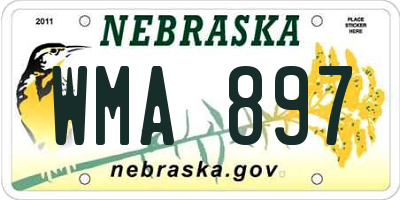 NE license plate WMA897