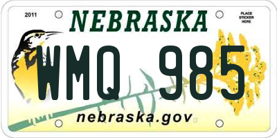 NE license plate WMQ985